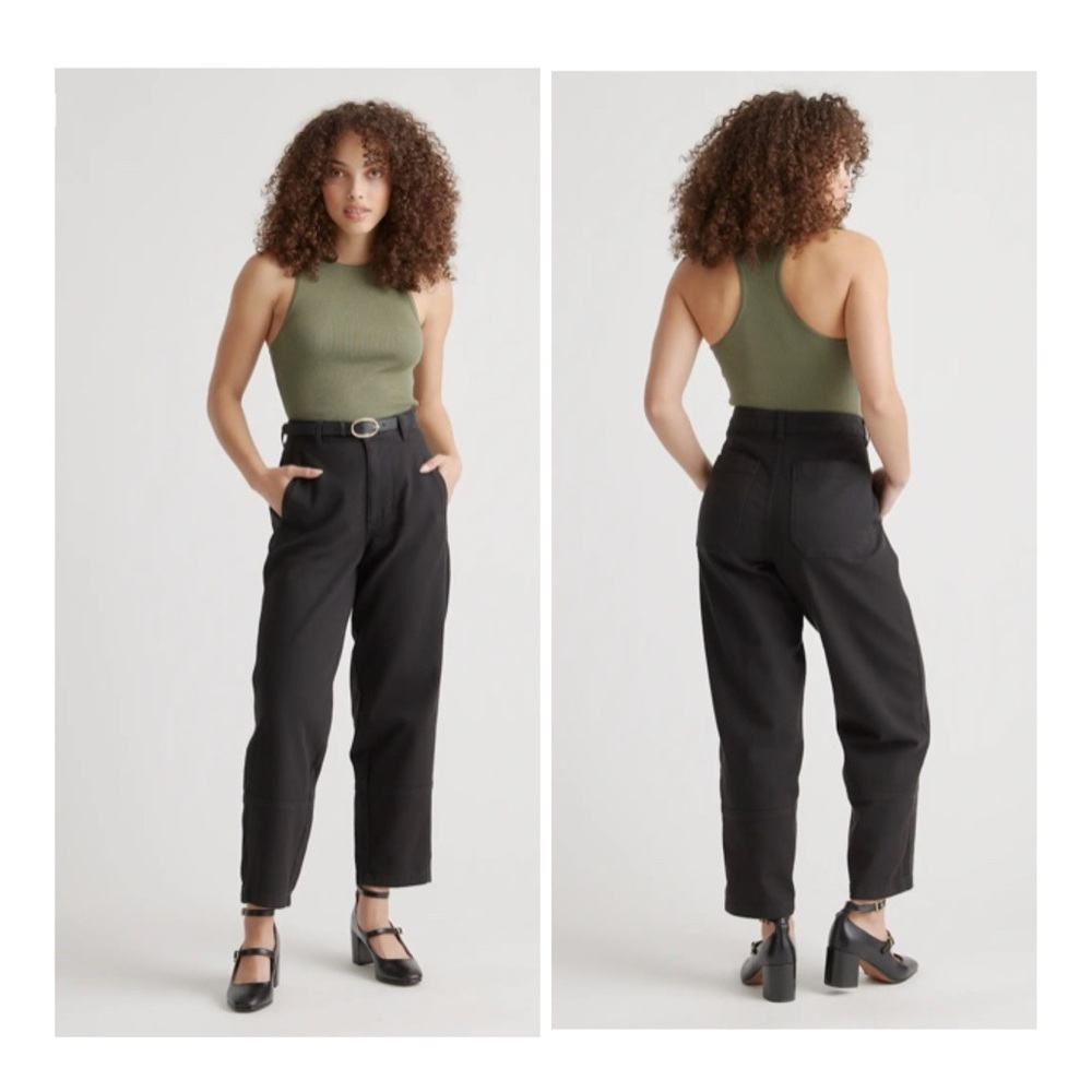 Quince Women's Size 0 Black‎ Organic Stretch Cotton Twill Barrel Pants